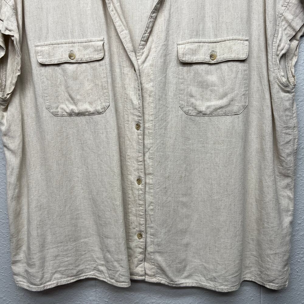 Old Navy Linen Blend Button Front Womens Shirt XL Oversized Beachy Lagenlook - Picture 4 of 10